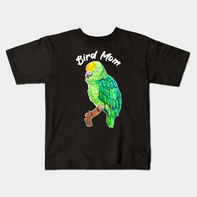 Parrot Bird Mom Kids T-Shirt by IvyLilyArt